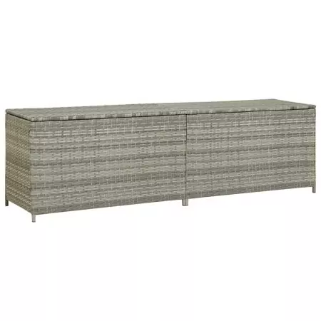 Baule da Giardino in Polyrattan 200x50x60 cm Grigio