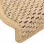 Tappeti Adesivi Scale Aspetto Sisal 15 pz 65x25 cm Beige Chiaro