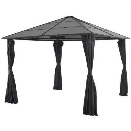 Gazebo con Tende in Alluminio 3x3 m Nero