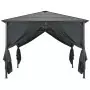 Gazebo con Tende in Alluminio 3x3 m Nero