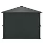 Gazebo con Tende in Alluminio 3x3 m Nero