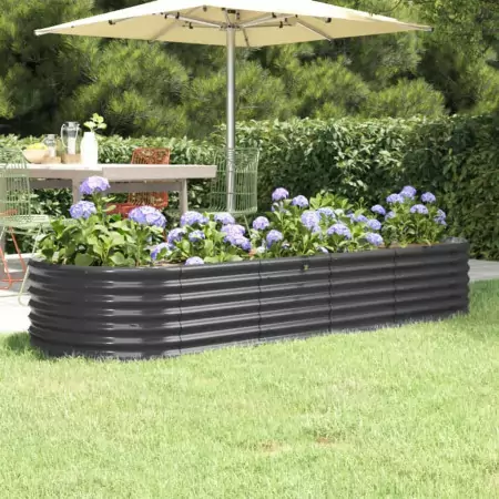 Vaso Giardino Acciaio Verniciato Polvere 224x80x36 cm Antracite