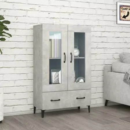 Credenza Grigio Cemento 70x31x115 cm in Legno Multistrato