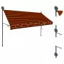 Tenda da Sole Retrattile Manuale LED 300 cm Arancione e Marrone