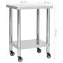 Tavolo da Lavoro Cucina con Ruote 60x45x85 cm in Acciaio Inox