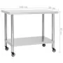 Tavolo da Lavoro Cucina con Ruote 100x60x85 cm in Acciaio Inox