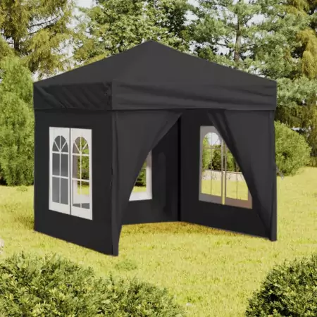 Tenda per Feste Pieghevole con Pareti Laterali Antracite 2x2 m