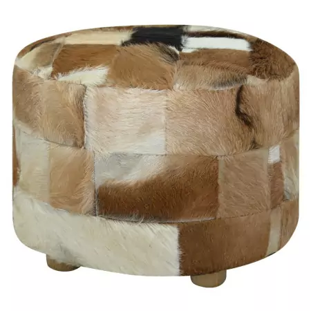 Pouf Rotondo in Vera Pelle 50x50x45 cm