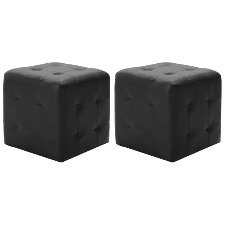 Pouf 2 pz Nero 30x30x30 cm in Similpelle