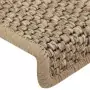 Tappeti Adesivi Scale Aspetto Sisal 15 pz 65x25 cm Beige Scuro