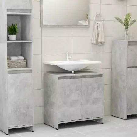 Armadio da Bagno Grigio Cemento 60x33x61 cm in Truciolato