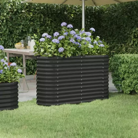 Vaso Giardino Acciaio Verniciato Polvere 114x40x68 cm Antracite