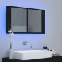 Armadietto Bagno con Specchio e LED Nero 80x12x45 cm