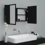 Armadietto Bagno con Specchio e LED Nero 80x12x45 cm