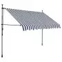 Tenda da Sole Retrattile Manuale con LED 300 cm Blu e Bianco