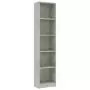 Libreria a 5 Ripiani Grigio Cemento 40x24x175 cm in Truciolato