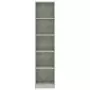 Libreria a 5 Ripiani Grigio Cemento 40x24x175 cm in Truciolato