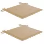 Sedie da Giardino 2 pz con Cuscini Beige Massello di Teak