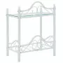 Comodini Set 2 pz Acciaio e Vetro Temperato 45x30,5x60cm Bianco