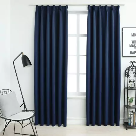 Tende Oscuranti con Ganci 2 pz Blue 140x175 cm