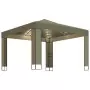 Gazebo con Tetto Doppio e Luci LED 3x3x2,7 m Grigio Talpa