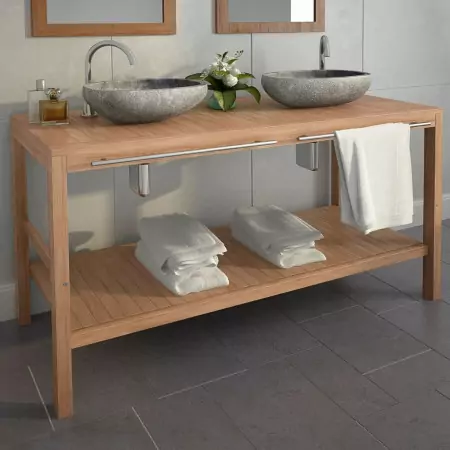 Mobile per Lavabo in Massello di Teak  132x45x75 cm