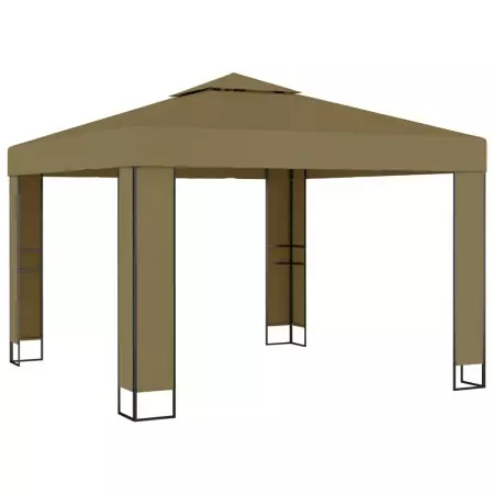 Gazebo con Tetto Doppio 3x3x2,7 m Grigio Talpa 180 g/m²