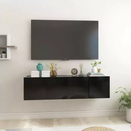 Mobili Porta TV Sospesi 2 pz Neri 60x30x30 cm