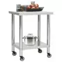 Tavolo da Lavoro Cucina con Ruote 80x45x85 cm in Acciaio Inox