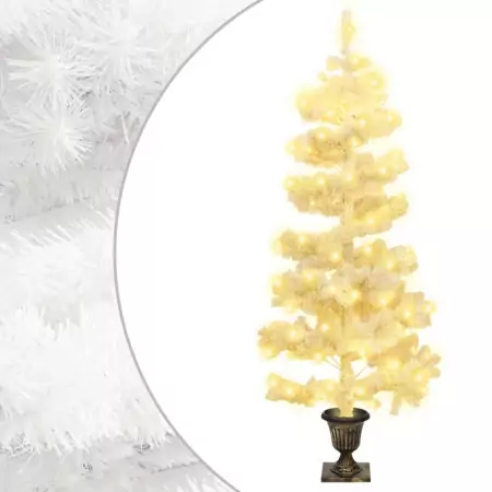 Albero di Natale a Spirale con Vaso e LED Bianco 120 cm PVC