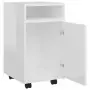 Credenza con Ruote Bianco Lucido 33x38x60 cm in Truciolato