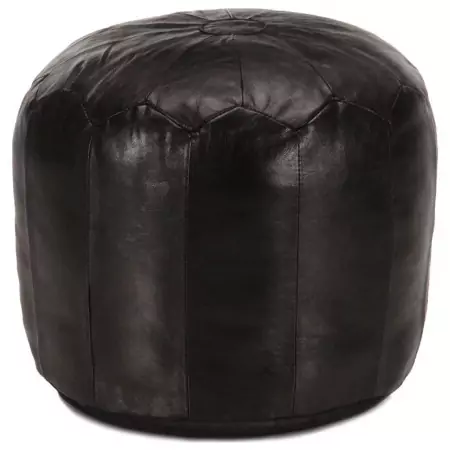 Pouf Nero 40x35 cm in Vera Pelle di Capra