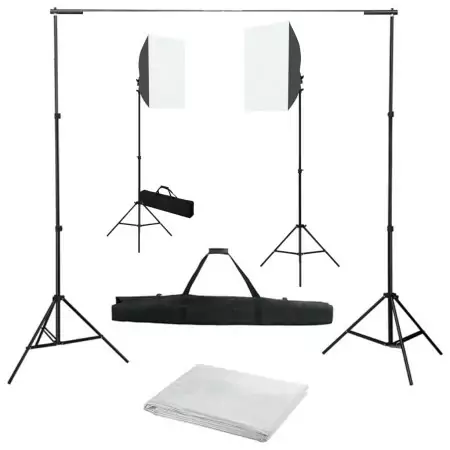 Kit per Studio Fotografico con Luci Softbox e Fondale