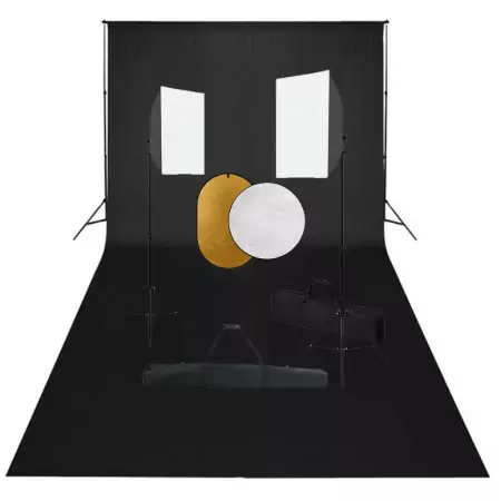 Kit per Studio Fotografico con Set Luci, Fondale e Riflettore