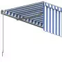 Tenda da Sole Retrattile Manuale con Parasole 3x2,5m Blu Bianca