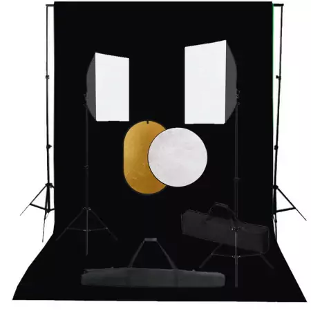 Kit per Studio Fotografico con Set Luci, Fondale e Riflettore