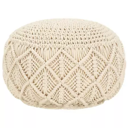 Pouf Lavorato a Mano in Macramé 45x30 cm in Cotone