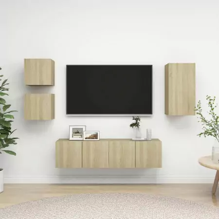 Set Porta TV 5 pz Rovere Sonoma in Truciolato