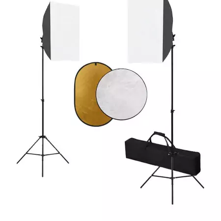 Kit per Studio Fotografico con Softbox, Fondale e Riflettore