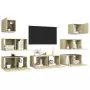 Set Porta TV 7 pz Rovere Sonoma in Truciolato