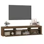 Mobile Porta TV con Luci LED Rovere Marrone 195x35x40 cm