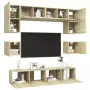 Set Porta TV 8 pz Rovere Sonoma in Truciolato