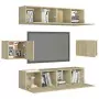 Set Porta TV 6 pz Rovere Sonoma in Truciolato