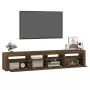 Mobile Porta TV con Luci LED Rovere Marrone 210x35x40 cm