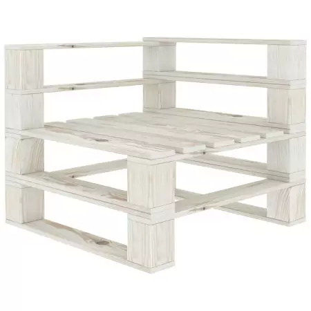 Divano da Giardino ad Angolo in Pallet in Legno Bianco