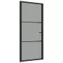 Porta Interna 93x201,5 cm Nera in Vetro ESG e Alluminio
