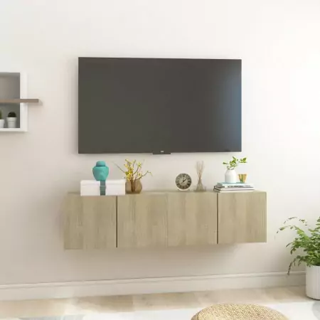 Mobili Porta TV Sospesi 3 pz Rovere Sonoma 60x30x30 cm