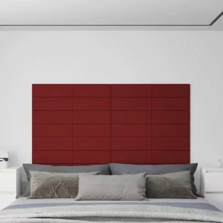 Pannelli Murali 12 pz Rosso Vino 90x15 cm Tessuto 1,62 m²