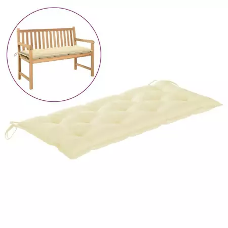 Cuscino per Panca da Giardino Bianco Crema 120x50x7 cm Tessuto