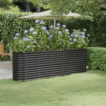 Vaso Giardino Acciaio Verniciato Polvere 224x40x68 cm Antracite